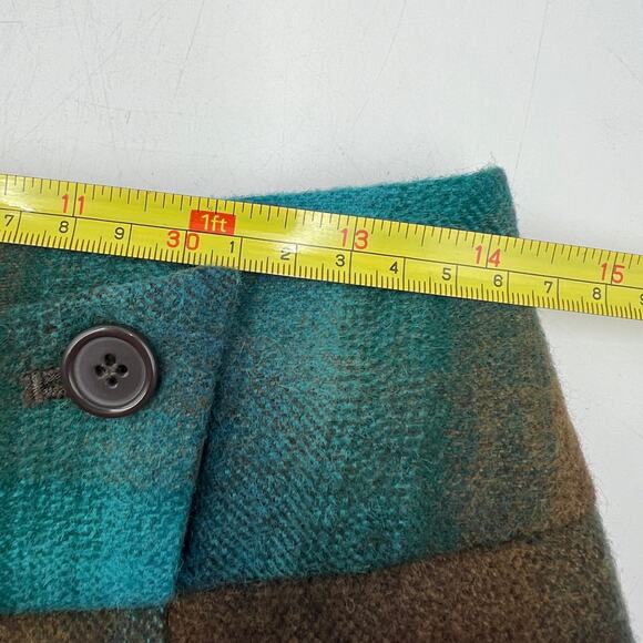 Chadwick’s Collection Plaid Wool Skirt Brown Teal Pleated Twee - Picture 4 of 8